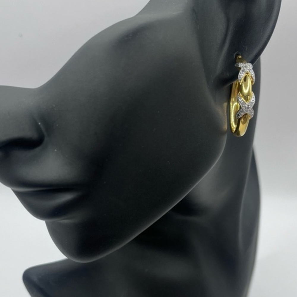 Gold Plated Natural Diamond Large Earring Hoops